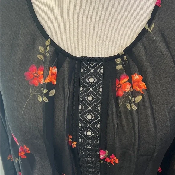 City Chic Black Floral Sheer Blouse - Picture 7 of 7